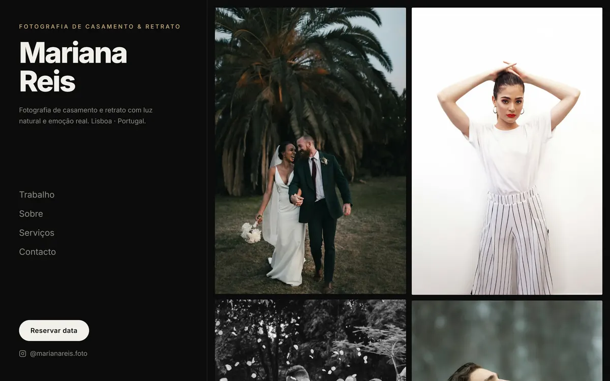 Exemplo de site portfólio de fotografia feito pela Avenzo